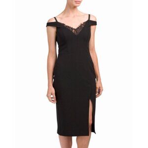 ABS Collection Cold Shoulder Midi Dress Black Lace